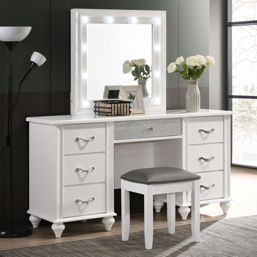 Barzini 7-drawer Vanity Desk with Lighted Mirror White_5