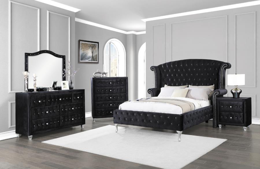 Deanna Queen Tufted Upholstered Bed Black_1