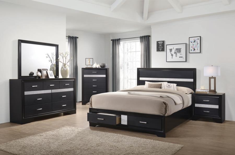 Miranda Queen 2-drawer Storage Bed Black_1