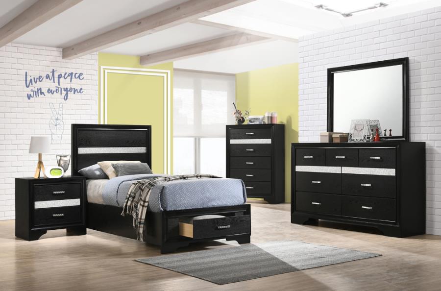 Miranda 4-piece Twin Storage Bedroom Set Black_0