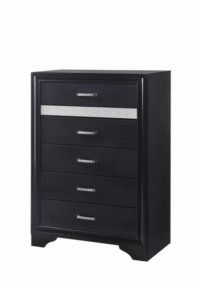 Miranda 5-drawer Chest Black and Rhinestone_0