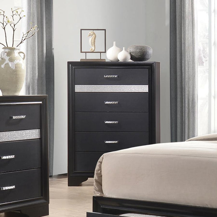 Miranda 5-drawer Chest Black and Rhinestone_2