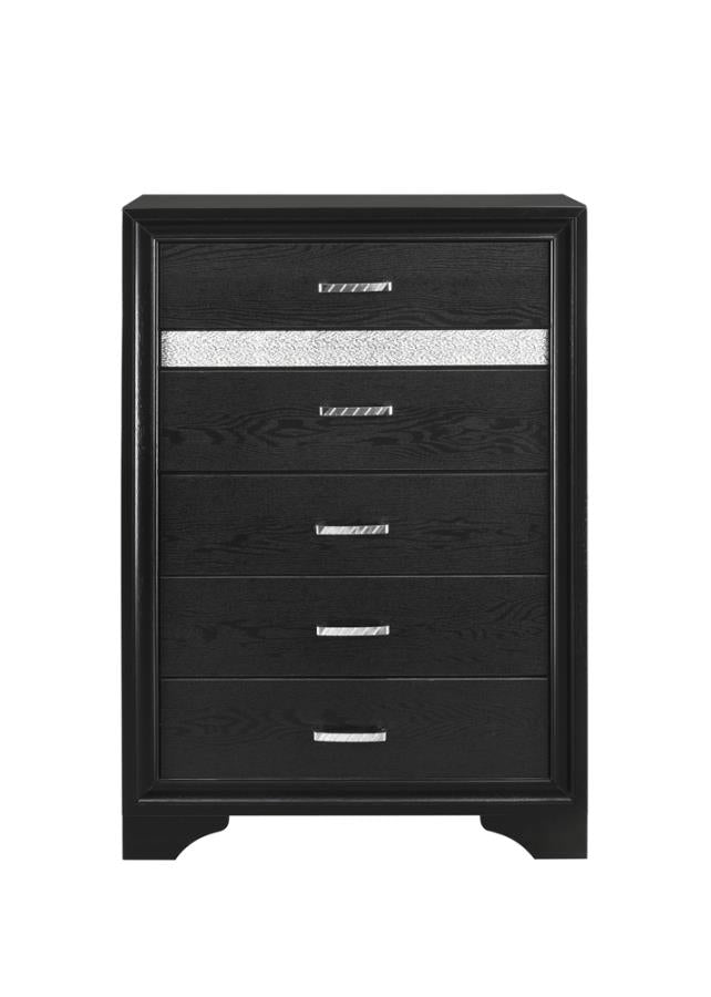 Miranda 5-drawer Chest Black and Rhinestone_5