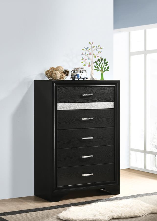 Miranda 5-drawer Chest Black and Rhinestone_3