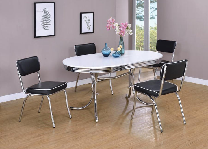 Retro Oval Dining Table Glossy White and Chrome_2