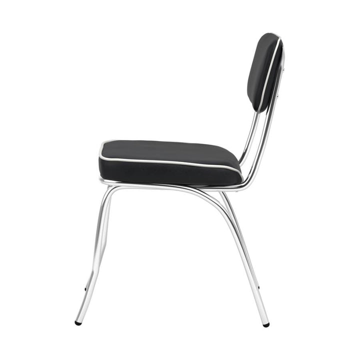 Retro Open Back Side Chairs Black and Chrome (Set of 2)_2