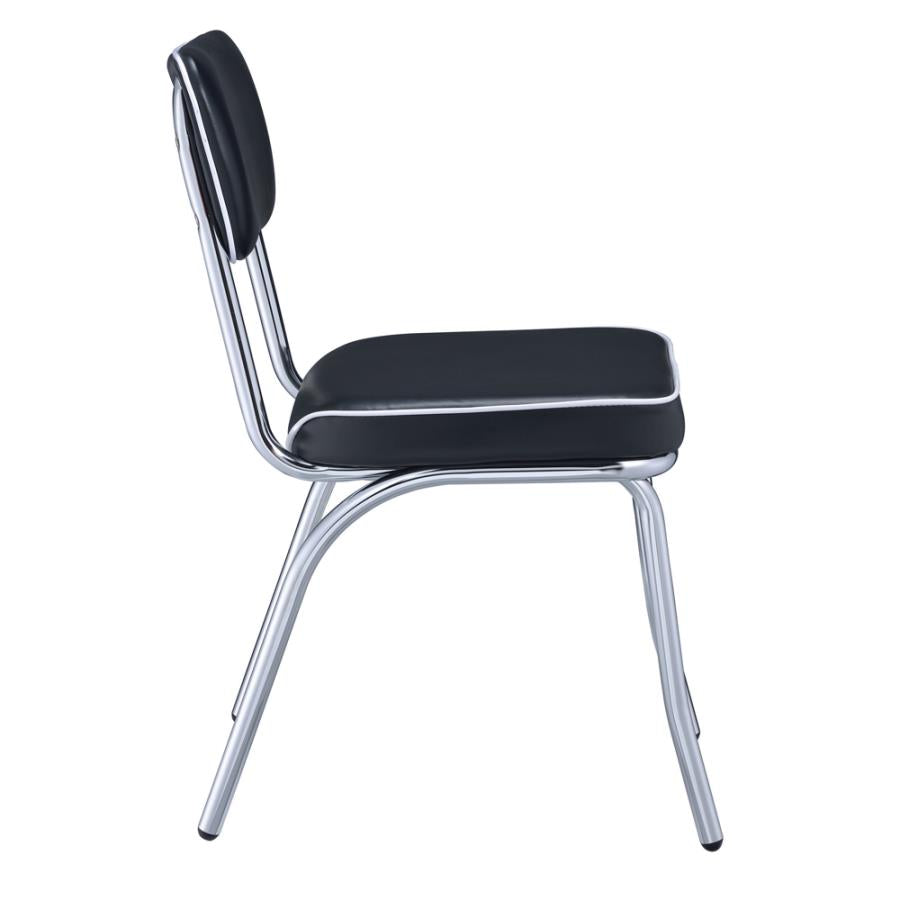 Retro Open Back Side Chairs Black and Chrome (Set of 2)_4