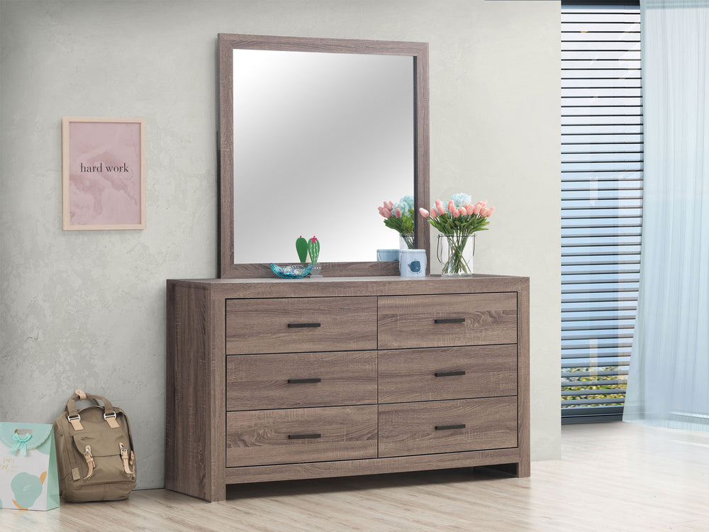 Brantford 6-drawer Dresser with Mirror Barrel Oak_1