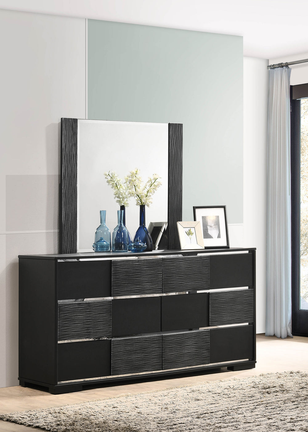 Blacktoft 6-drawer Dresser with Mirror Black_1