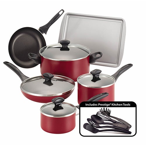 15pc Nonstick Cookware Red_0