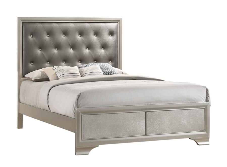 Salford Eastern King Panel Bed Metallic Sterling and Charcoal Grey_1