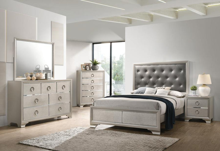 Salford Eastern King Panel Bed Metallic Sterling and Charcoal Grey_5