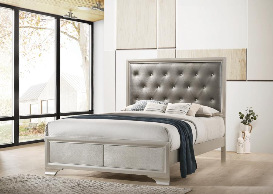 Salford Eastern King Panel Bed Metallic Sterling and Charcoal Grey_0