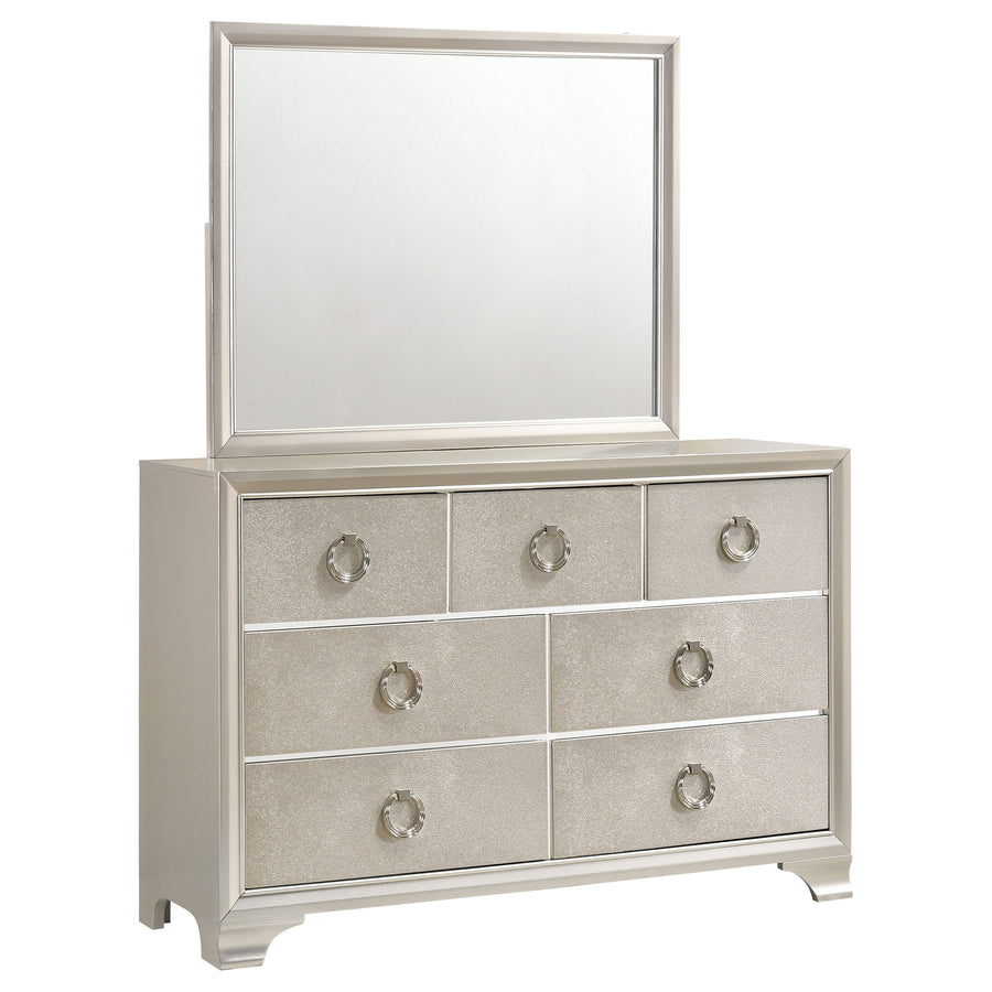 Salford 7-drawer Dresser with Mirror Metallic Sterling_0