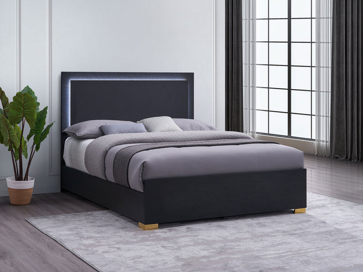 Marceline Eastern King Bed with LED Headboard Black_1