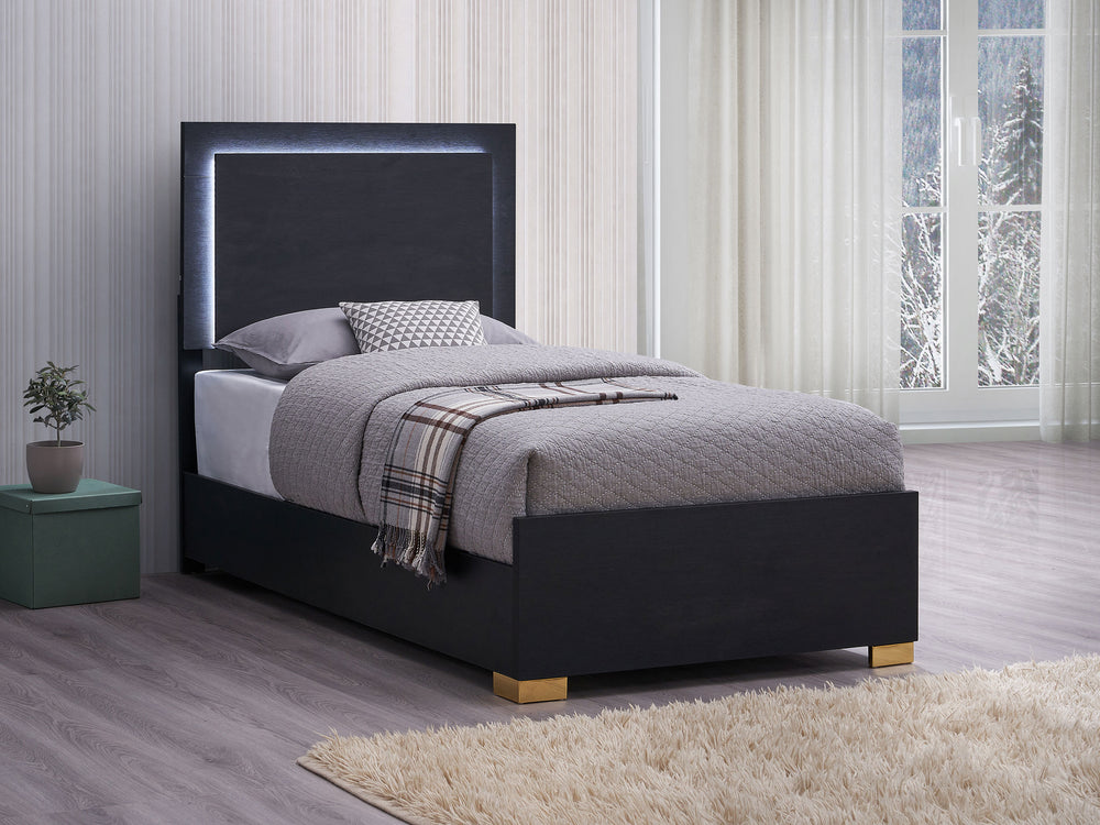 Marceline Twin Bed with LED Headboard Black_1