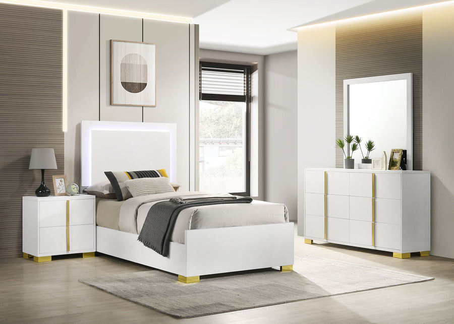 Marceline 4-piece Twin Bedroom Set with LED Headboard White_0