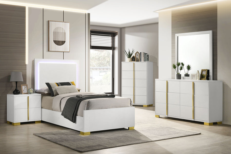 Marceline 5-piece Twin Bedroom Set with LED Headboard White_0