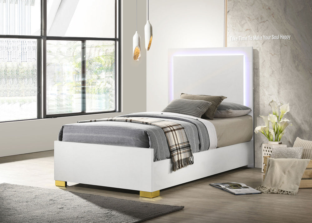 Marceline Twin Bed with LED Headboard White_1