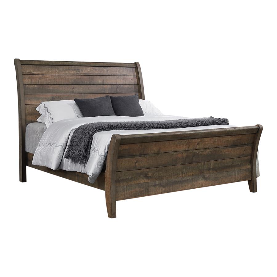Frederick Queen Sleigh Panel Bed Weathered Oak_1