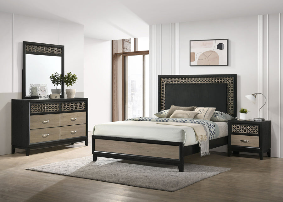 Valencia 4-piece Eastern King Bedroom Set Light Brown and Black_0
