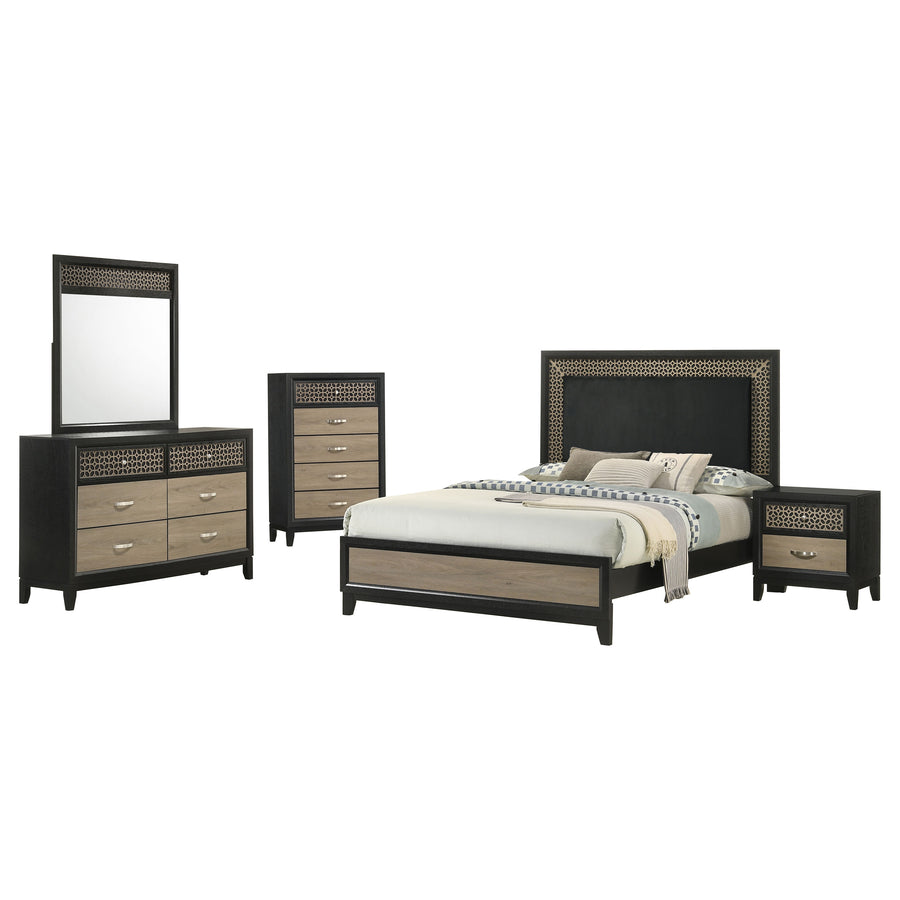 Valencia 5-piece Eastern King Bedroom Set Light Brown and Black_0