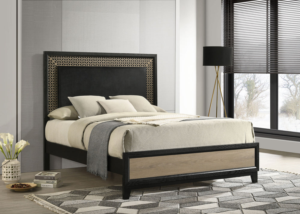 Valencia Queen Bed Light Brown and Black_1