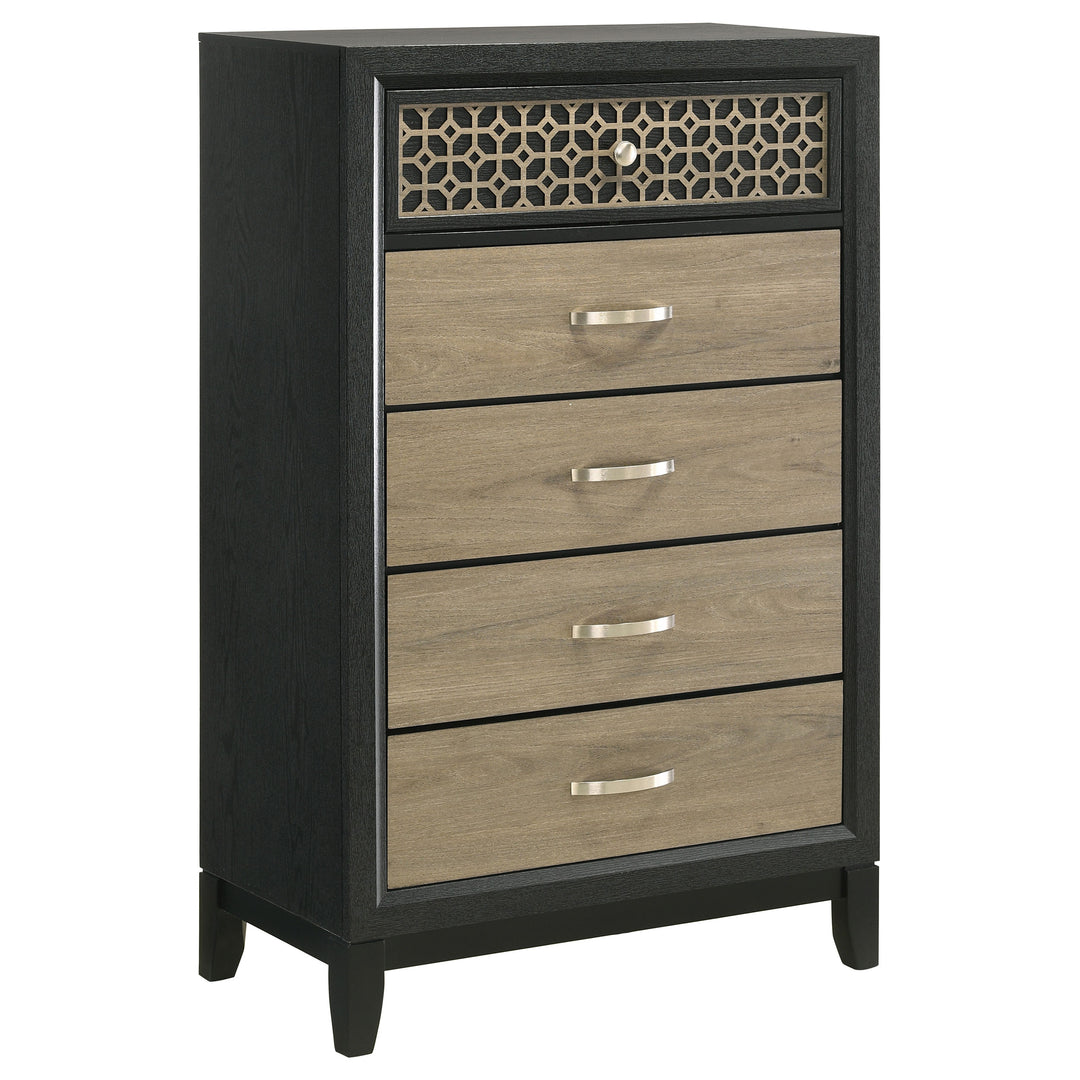 Valencia 5-drawer Chest Light Brown and Black_0