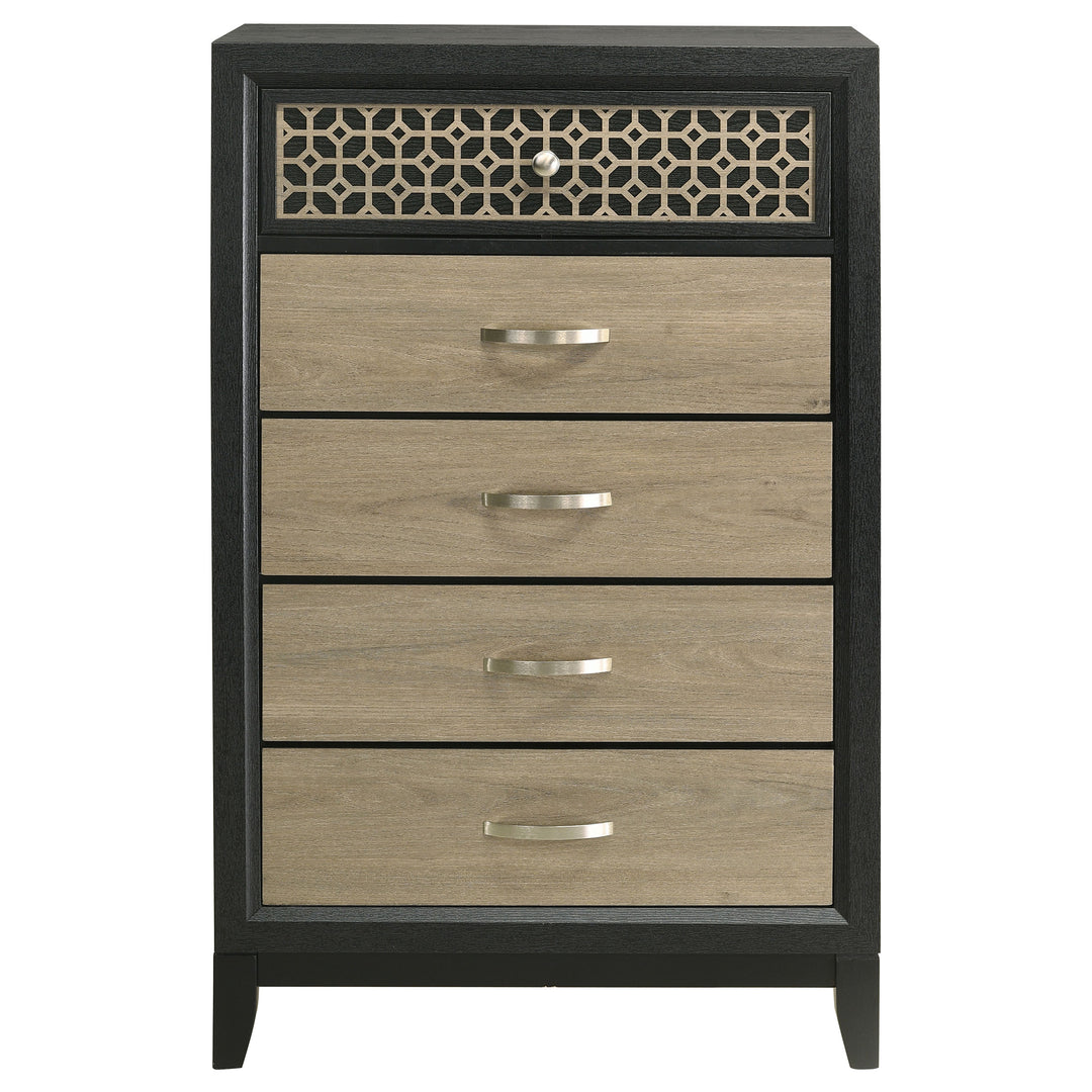 Valencia 5-drawer Chest Light Brown and Black_2