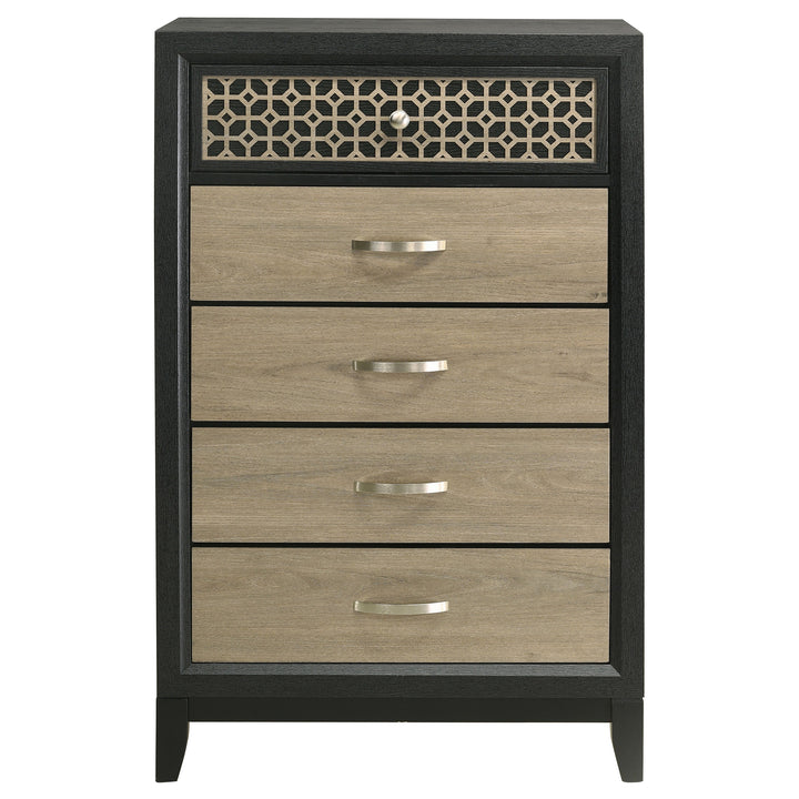 Valencia 5-drawer Chest Light Brown and Black_2