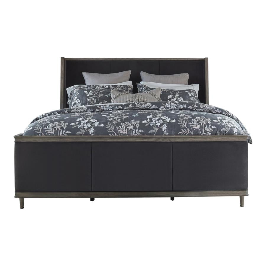Alderwood California King Upholstered Panel Bed Charcoal Grey_1
