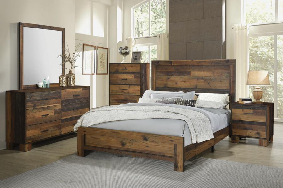 Sidney 4-piece Eastern King Panel Bedroom Set Rustic Pine_0