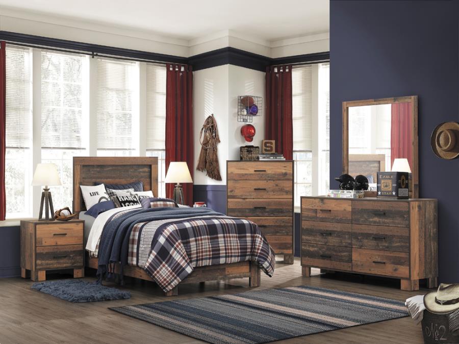 Sidney Twin Panel Bed Rustic Pine_0