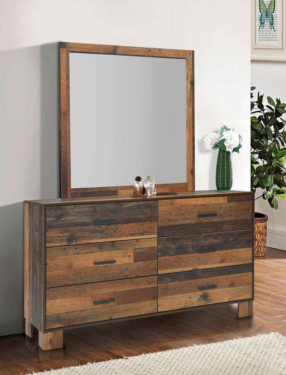 Sidney 6-drawer Dresser with Mirror Rustic Pine_1