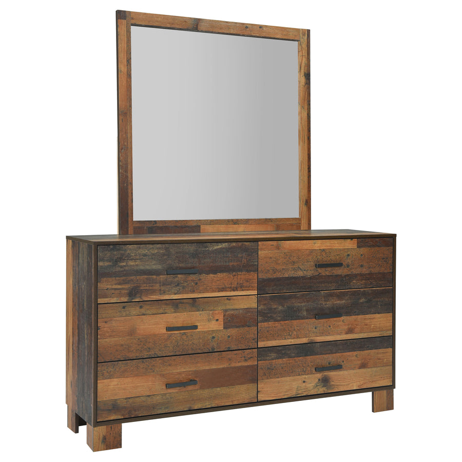 Sidney 6-drawer Dresser with Mirror Rustic Pine_0