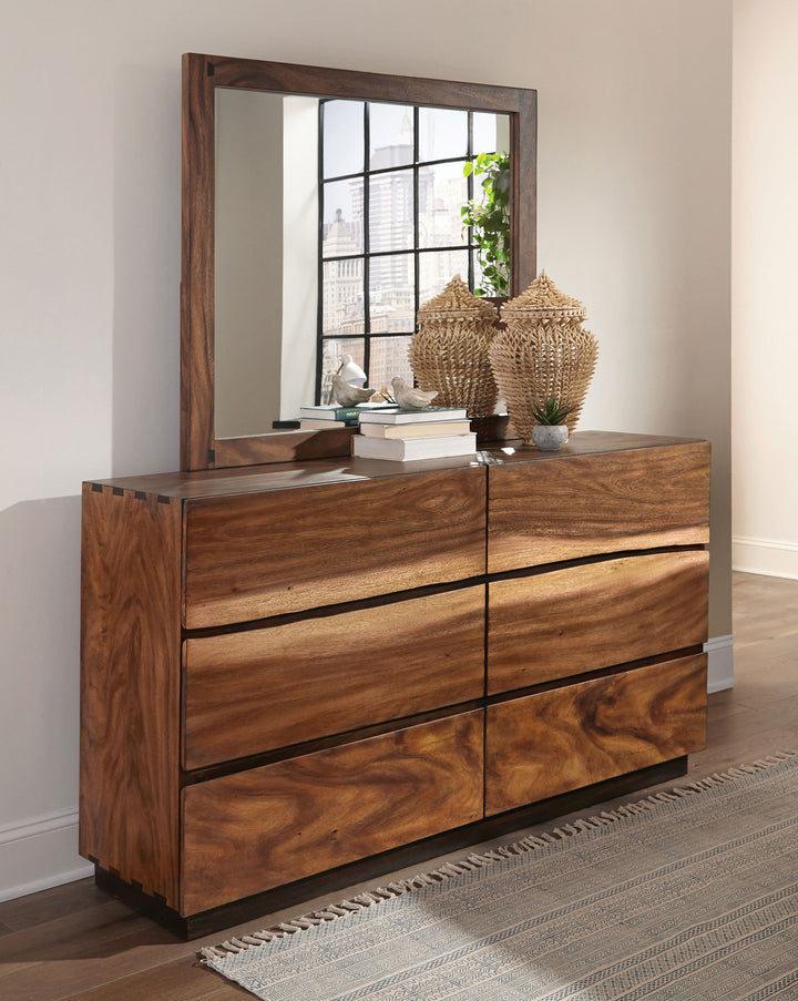 Winslow 6-drawer Dresser with Mirror Smokey Walnut and Coffee Bean_1