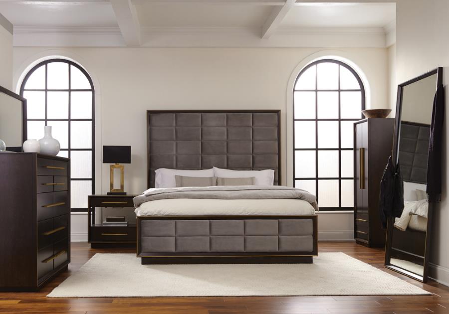 Durango Eastern King Upholstered Bed Smoked Peppercorn and Grey_1
