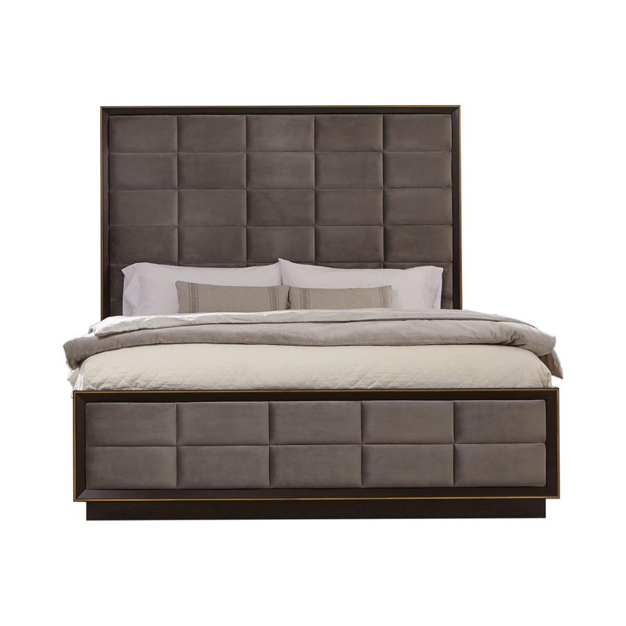 Durango Eastern King Upholstered Bed Smoked Peppercorn and Grey_2