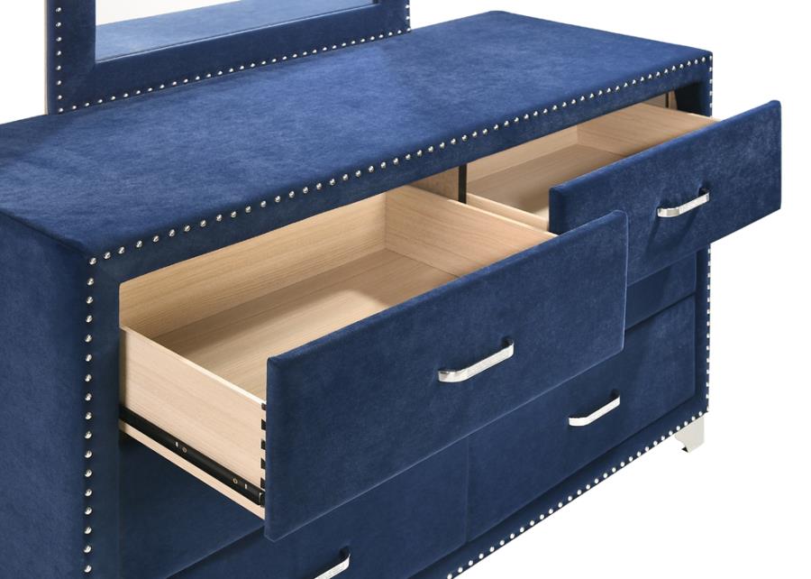 Melody 6-drawer Upholstered Dresser Pacific Blue_1