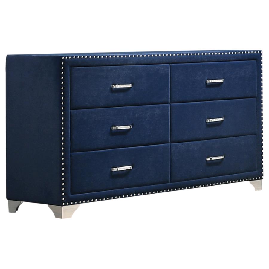 Melody 6-drawer Upholstered Dresser Pacific Blue_0