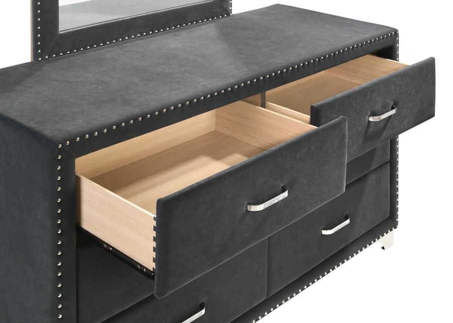 Melody 6-drawer Upholstered Dresser Grey_1