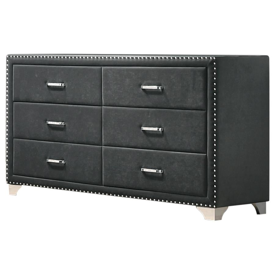 Melody 6-drawer Upholstered Dresser Grey_0