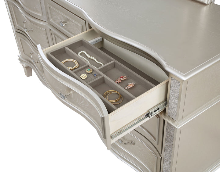 Evangeline 9-drawer Dresser with Mirror Silver Oak_9