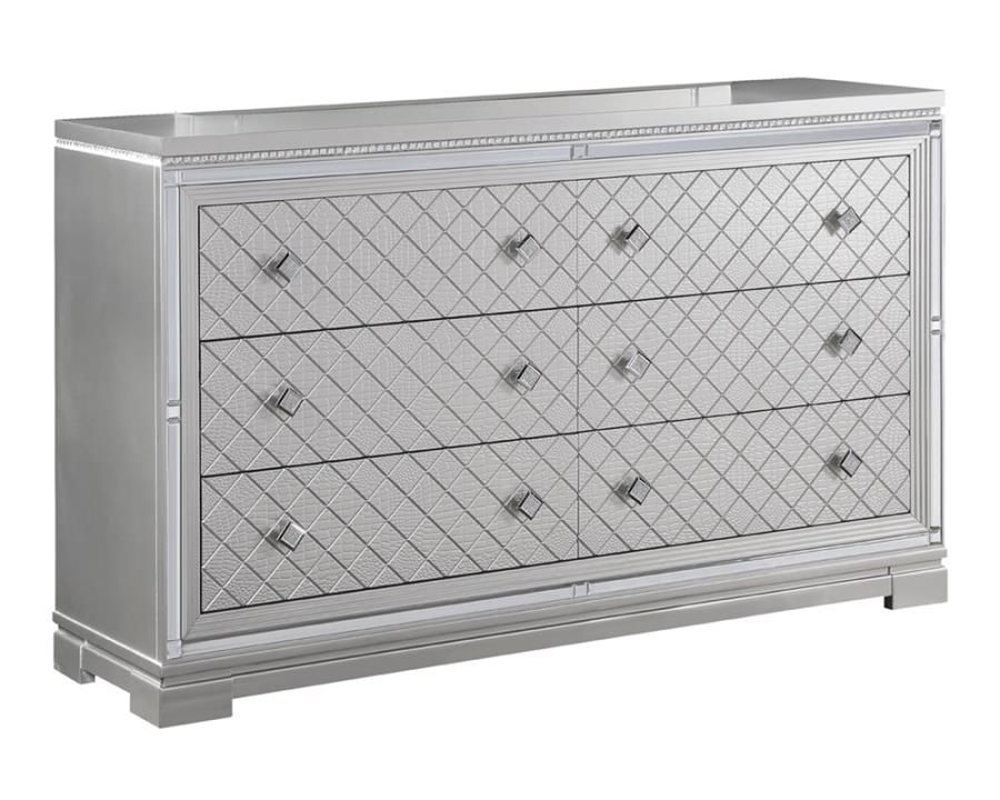 Eleanor Rectangular 6-drawer Dresser Metallic_1