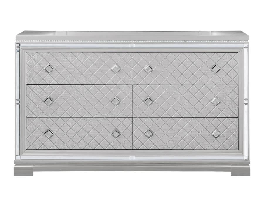 Eleanor Rectangular 6-drawer Dresser Metallic_6