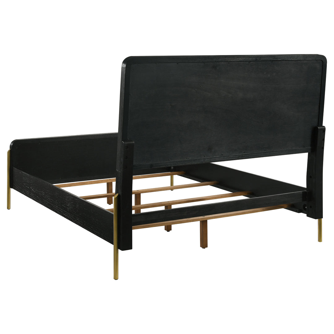 Arini Eastern King Bed with Woven Rattan Headboard Black and Natural_3