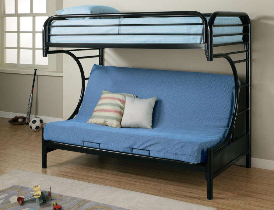 Montgomery Twin over Futon Bunk Bed Glossy Black_0