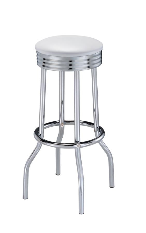 Upholstered Top Bar Stools White and Chrome (Set of 2)_1