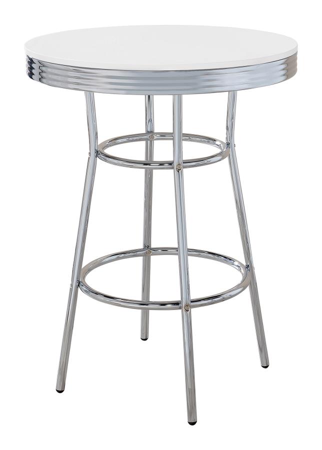 Round Bar Table Chrome and Glossy White_1