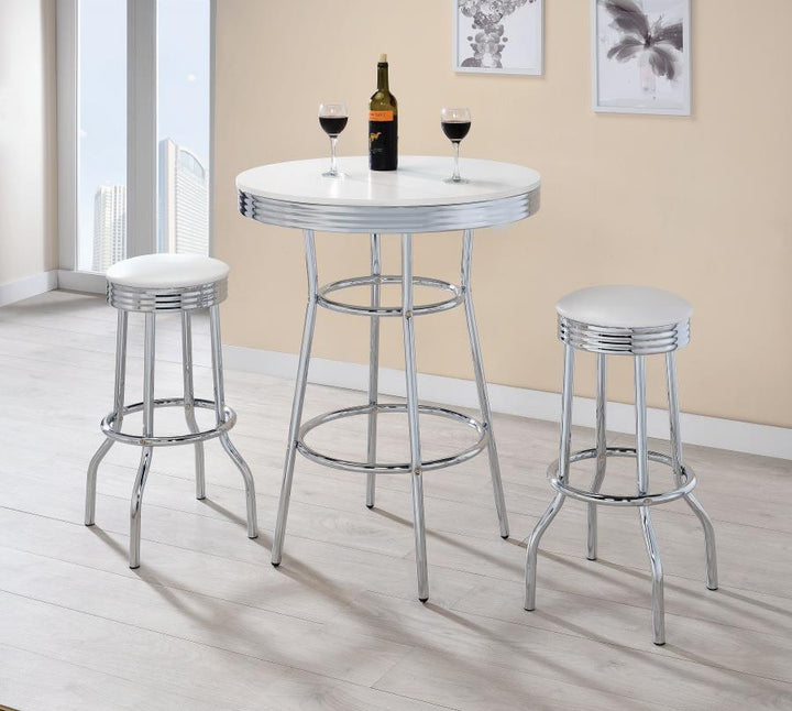 Round Bar Table Chrome and Glossy White_2